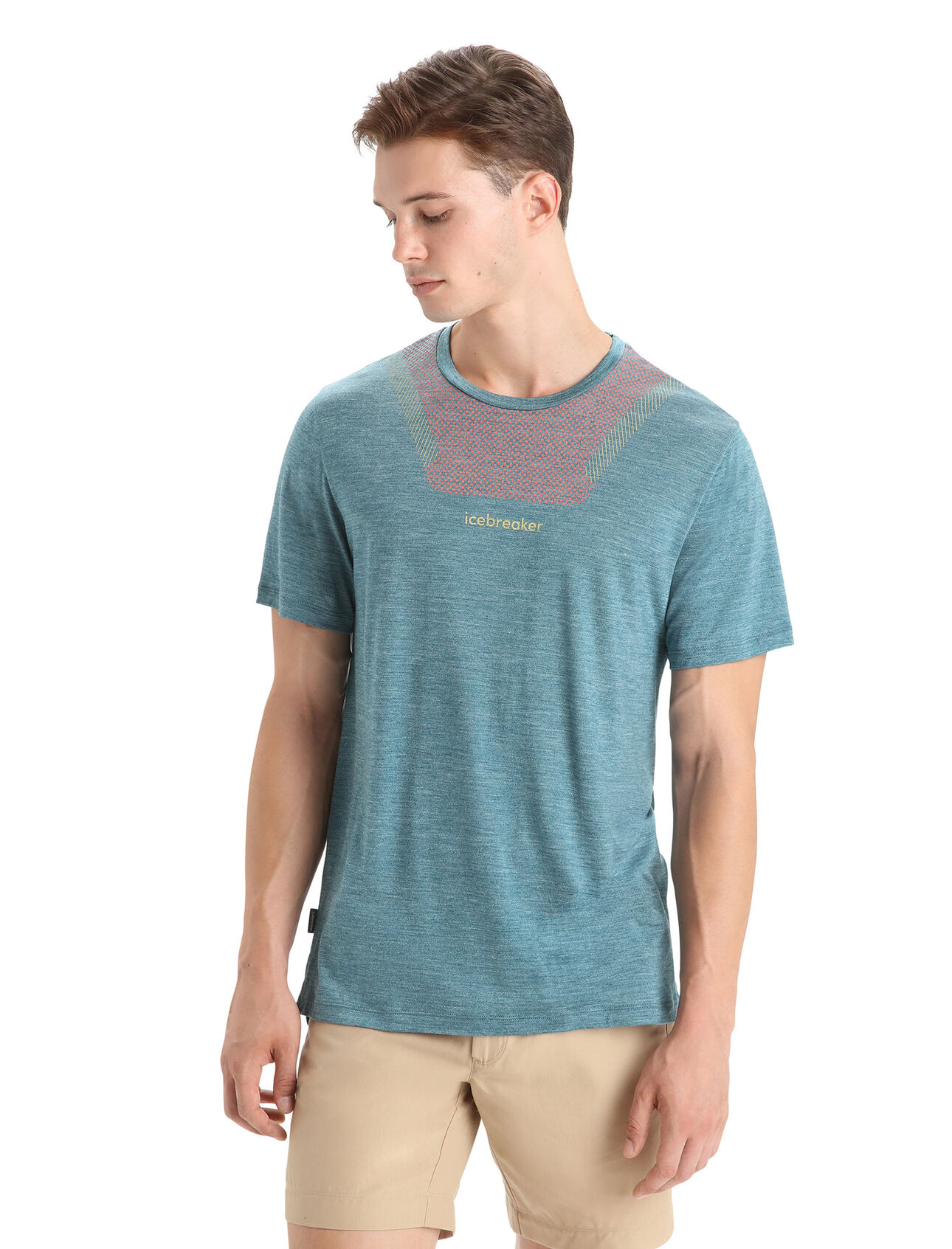 Mens Merino Sphere II Short Sleeve T-Shirt Hitt A soft merino-blend tee made with our lightweight Cool-Lite™ jersey fabric, the Sphere II Short Sleeve Tee Hitt provides breathability, odour resistance and comfort.