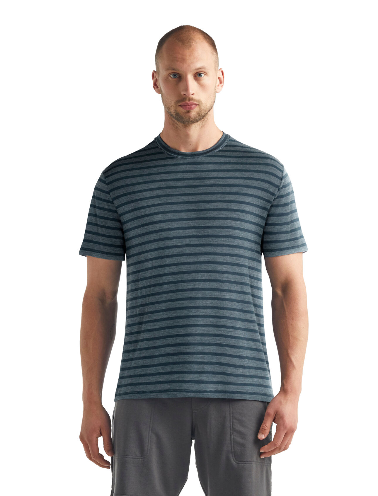 Cool-Lite™ Utility Explore gestreept T-shirt met korte mouwen en ronde hals van merinowol