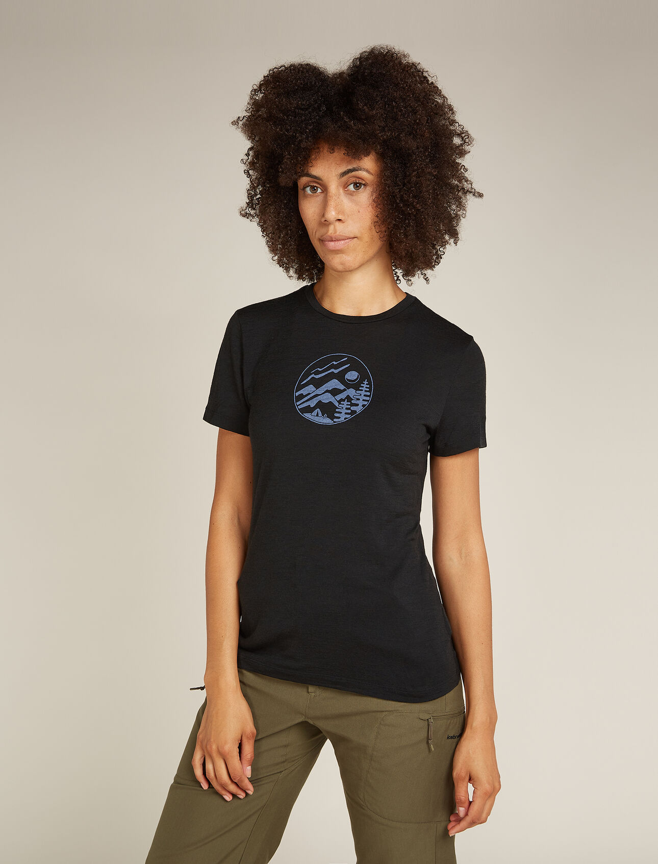 Womens Merino 150 Tech Lite Short Sleeve T-Shirt Camping Circle Our most versatile tech tee that provides comfort, breathability and odour-resistance for four seasons worth of adventure, the Tech Lite III Short Sleeve Tee Camping Circle features 100% merino for all-natural performance. The tee's graphic features a simple illustration of a campsite under the full moon.