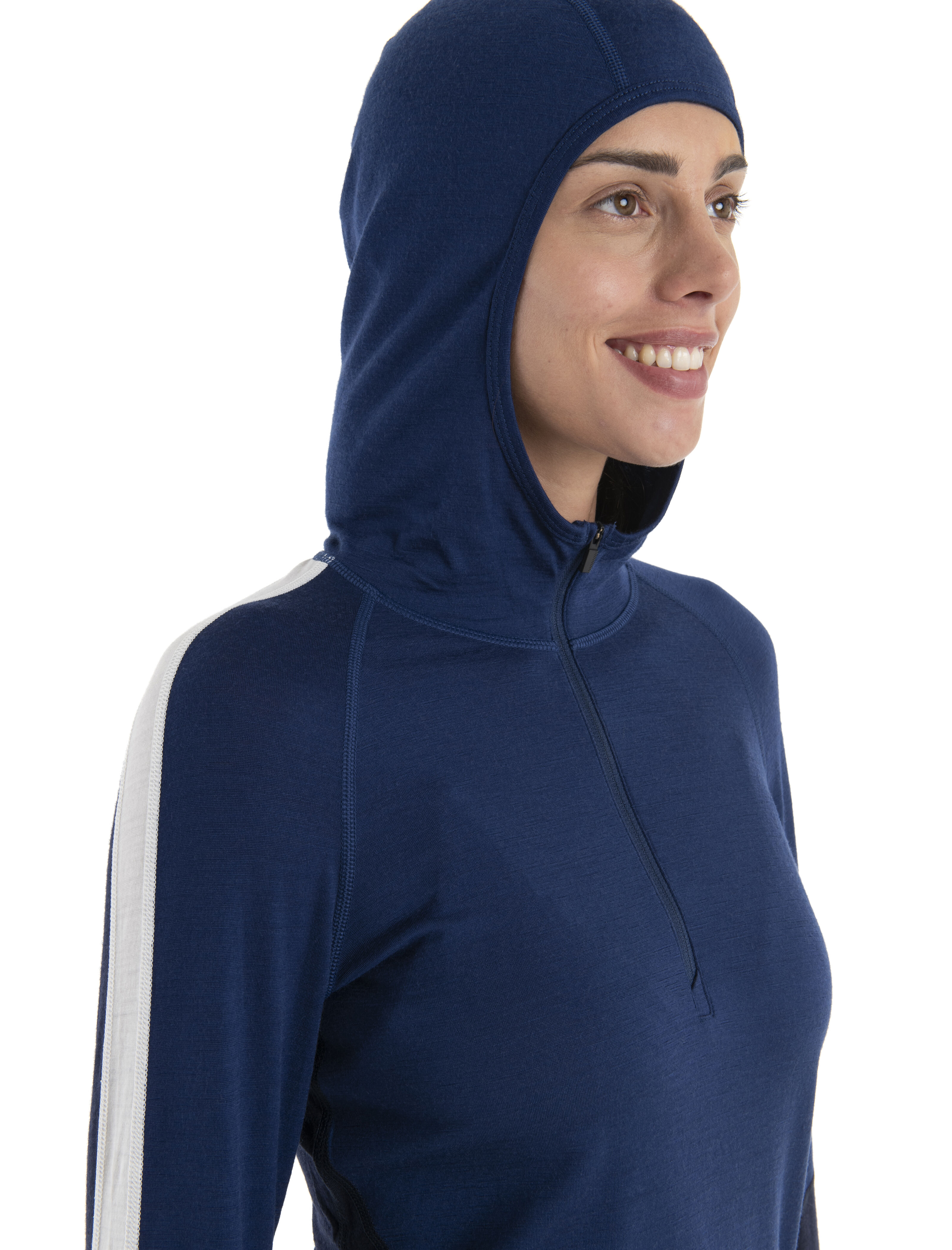 Half zip store with hood