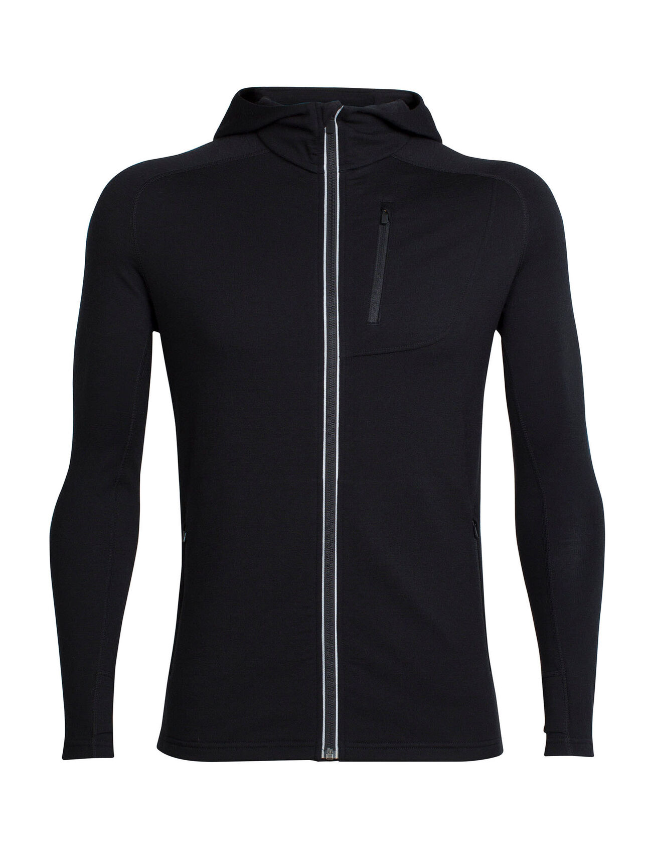 Mens Merino Quantum Long Sleeve Zip Hood Jacket Icebreaker