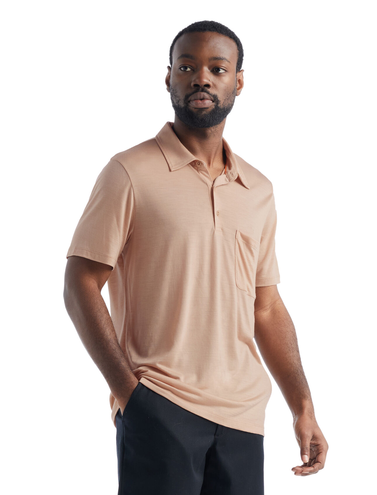 Mens Merino Blend Drayden Polo A classic, stylish polo with everyday versatility and incredible breathability, the Drayden Short Sleeve Polo features our moisture-wicking Cool-Lite™merino jersey fabric.