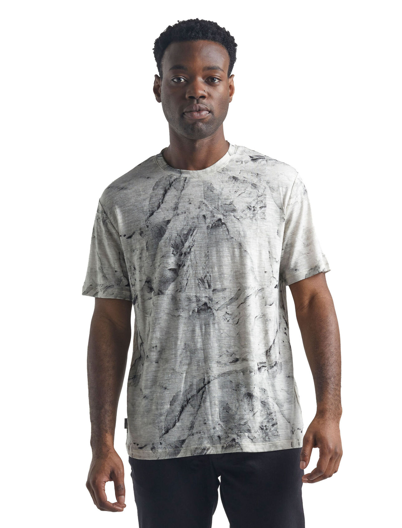 Merino Dowlas Short Sleeve Crewe T-Shirt IB Glacier Squares