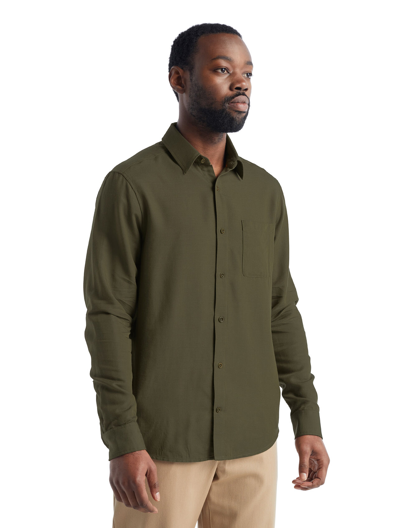 Mens Merino Steveston Long Sleeve Shirt A classic lightweight woven shirt featuring our breathable Cool-Lite™ woven merino blend, the Steveston Long Sleeve Shirt combines versatile style with natural comfort.