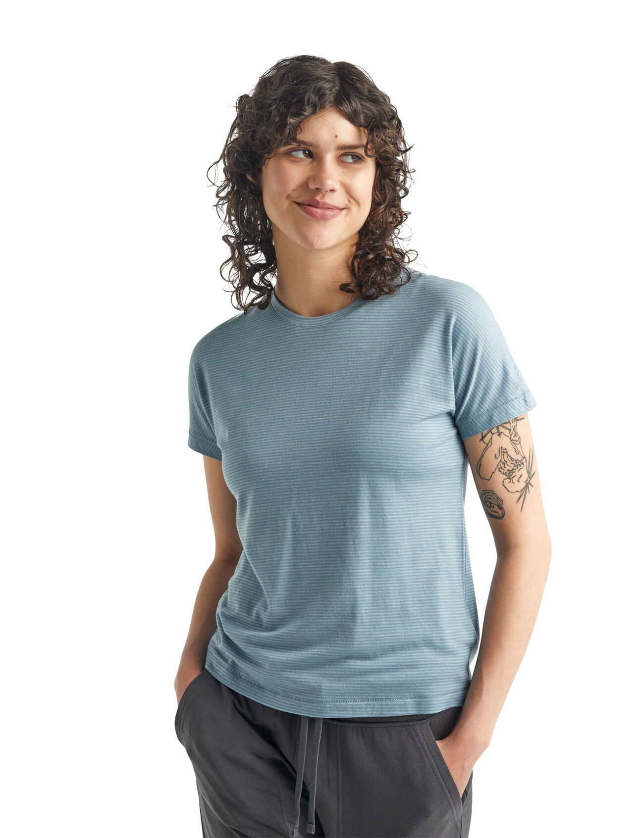 T-shirt manches courtes col rond mérinos Cool-Lite™ Utility Explore Stripe