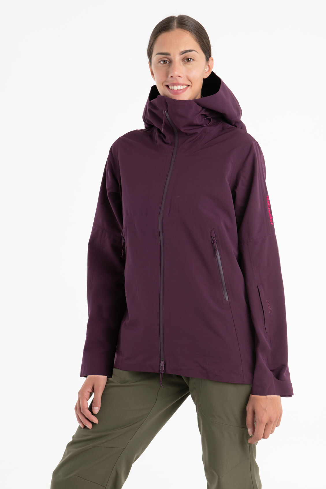 Womens Shell+™ Merino Peak Hooded Jacket An innovative technical shell made with 100% merino wool, the Shell+™ Peak Hooded Jacket provides ample protection and freedom of movement during any snowy winter adventure.