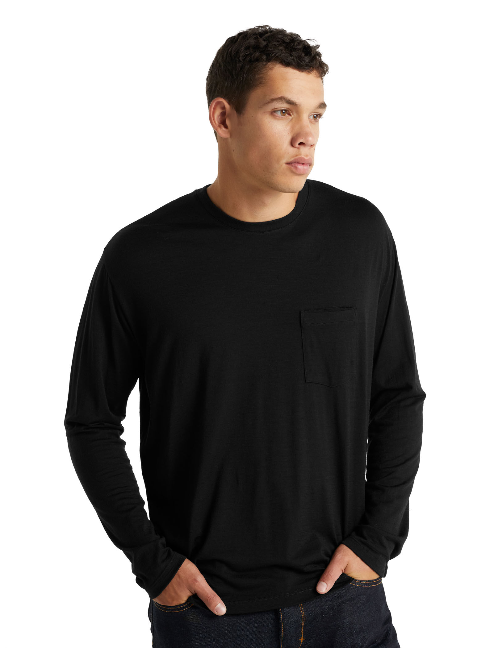 Mens long sleeve pullover shirts with pocket on sale