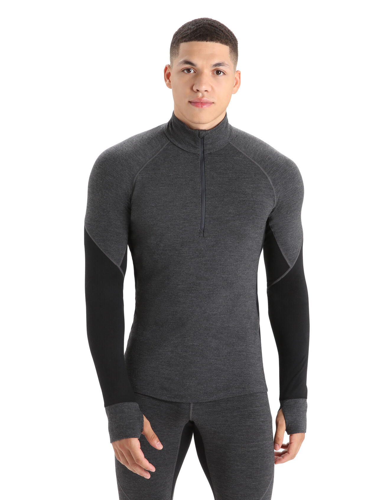 BodyfitZONE™ 260 Zone thermische top met lange mouwen en halve rits van merinowol 