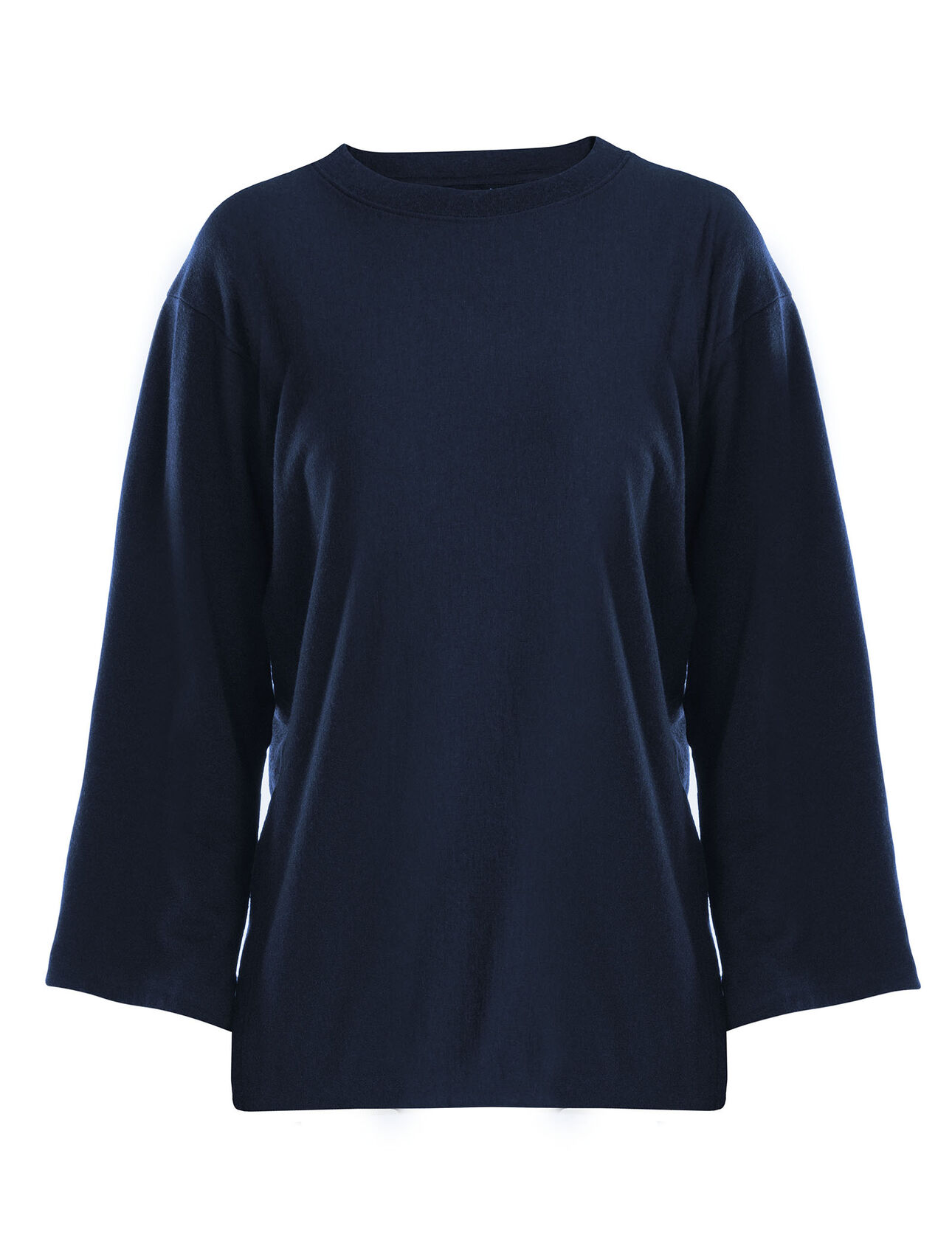 Micro-Terry långärmad t-shirt i merino med avslappnad passform och rund halsringning