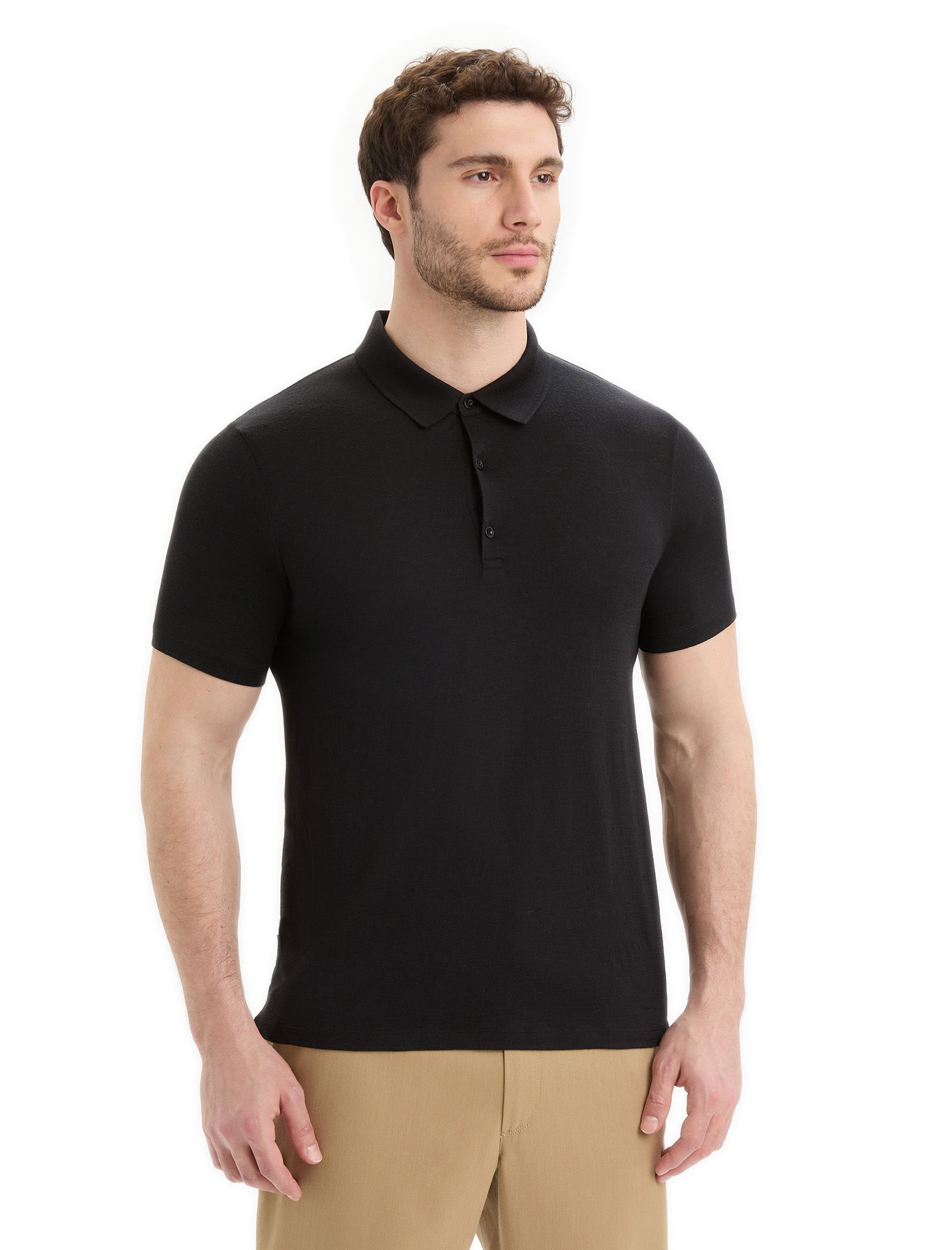 Hh Merino Light Ss Polo Black Hombre