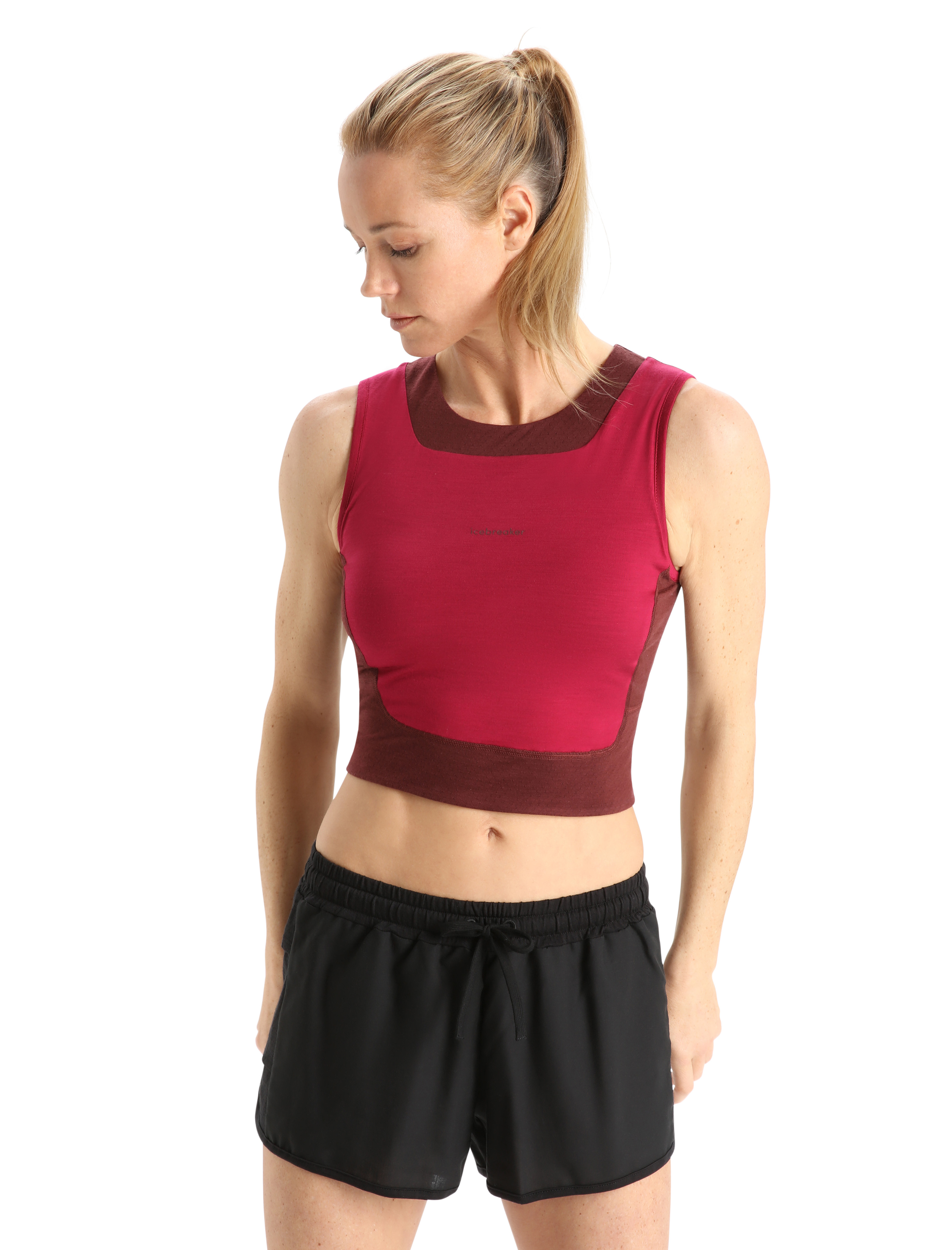 Icebreaker Women Cool Lite Meld Zone Long Sports Bra (S) Lagoon / Dew