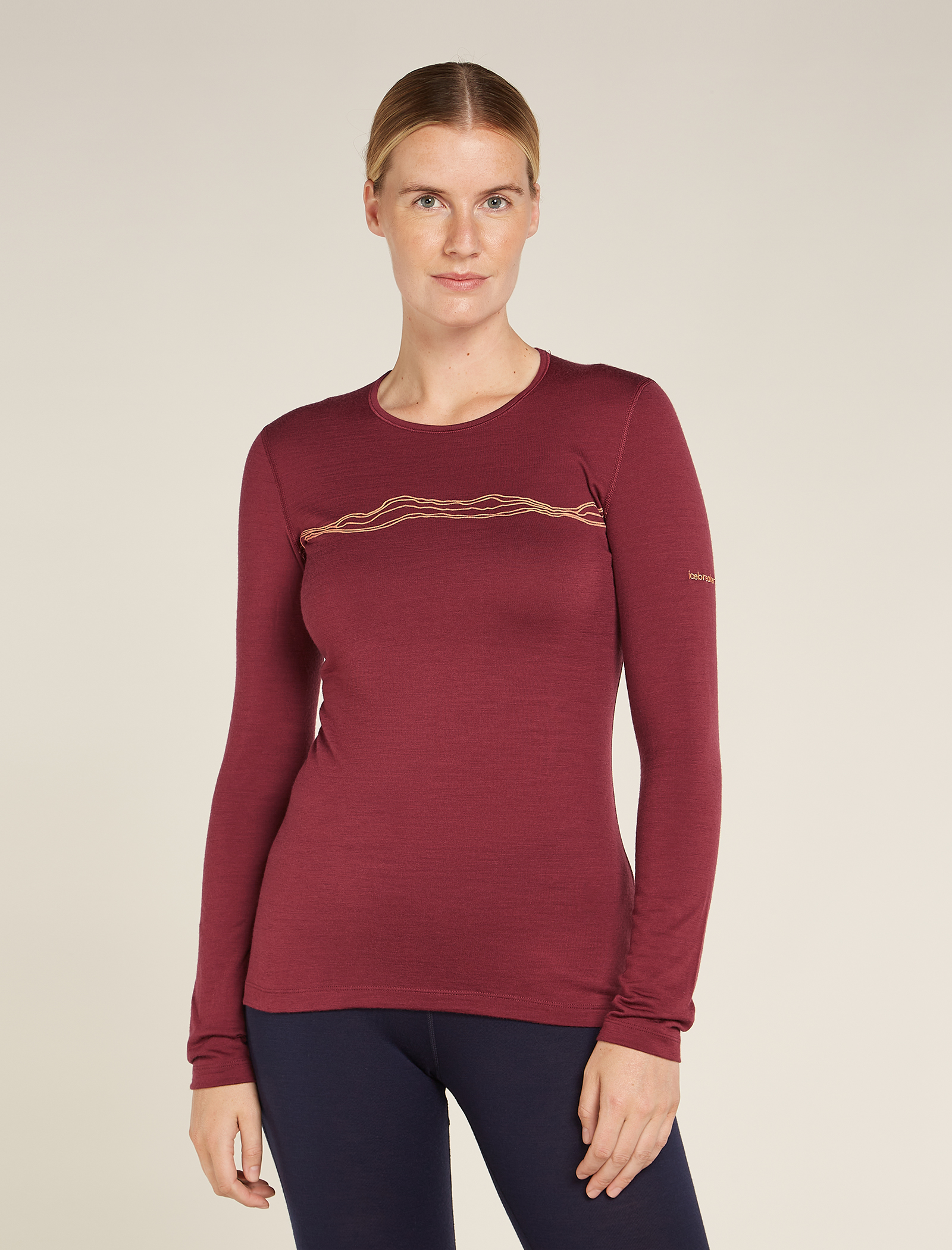 Women s Merino 200 Oasis Long Sleeve Crewe Thermal Top Mountain Pulse icebreaker