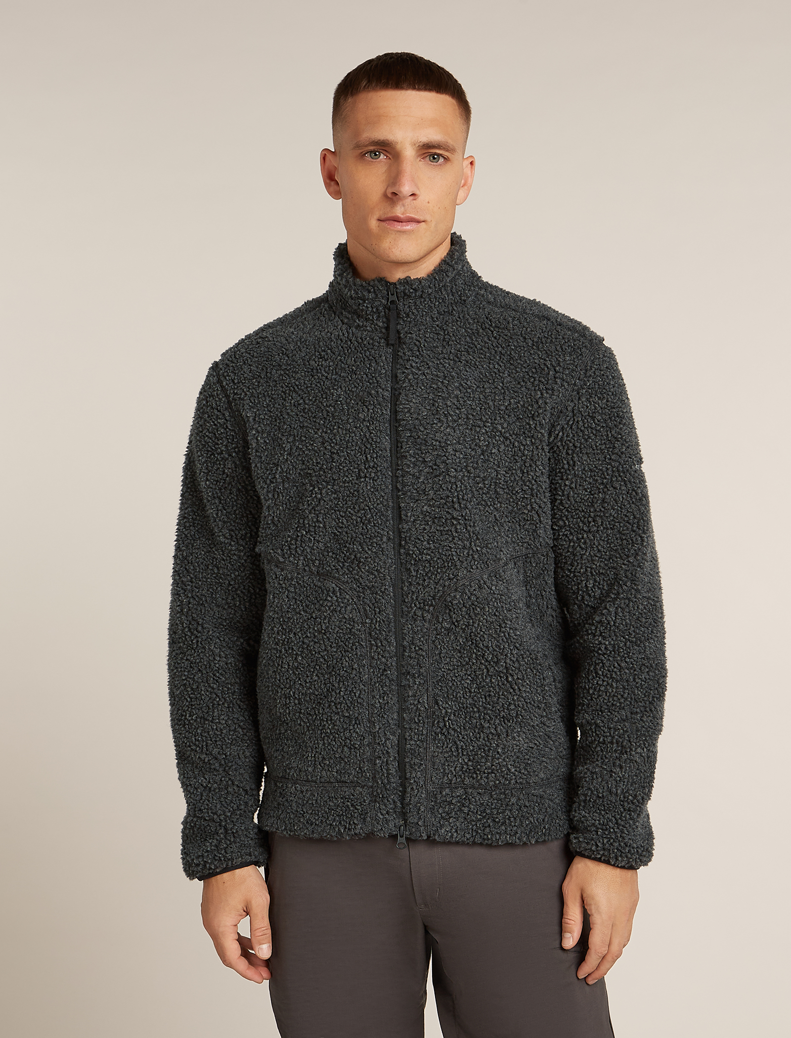 ICEBREAKER REAL FLEECE FLIGHT JACKET 紺 L Men's Merino Blend 800 RealFleece™ High Pile Long Sleeve Zip